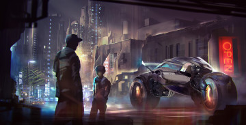 Картинка фэнтези транспортные+средства транспортное средство будущее люди улица мир иной