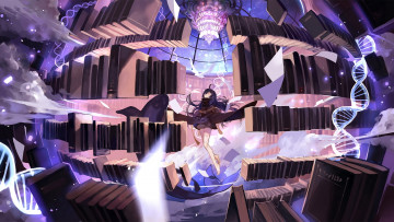 Картинка аниме pixiv+fantasia фон девушка взгляд