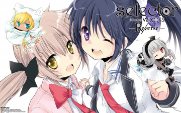 обоя selector infected wixoss -re, verse- is, аниме, selector infected wixoss, фон, взгляд, девушки