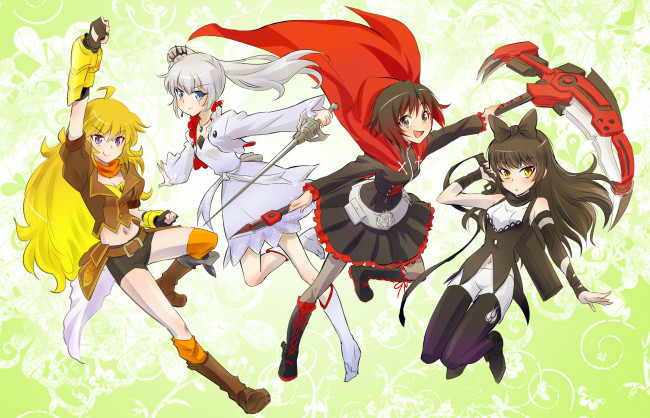 Обои картинки фото аниме, rwby, девушки, фон, взгляд