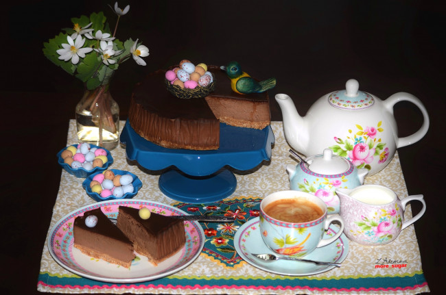 Обои картинки фото еда, торты, кофе, шоколад, торт, выпечка, чизкейк, декор