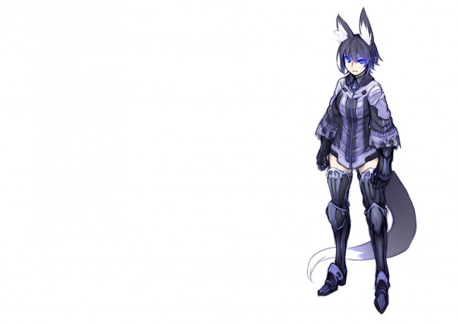 Обои картинки фото аниме, животные,  существа, девушка