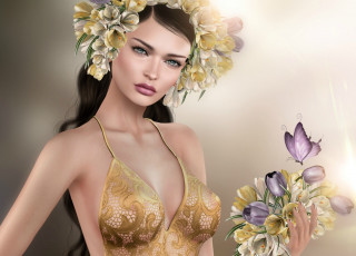 Картинка 3д+графика люди+ people взгляд фон девушка