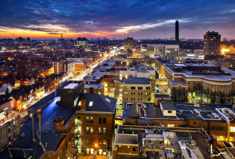 Картинка города торонто+ канада вечер панорама огни