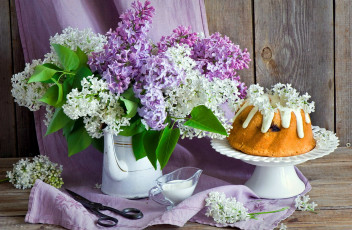 Картинка еда пирожные +кексы +печенье молоко кекс сирень