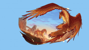 Картинка рисованное животные +сказочные +мифические фентези крылья арт