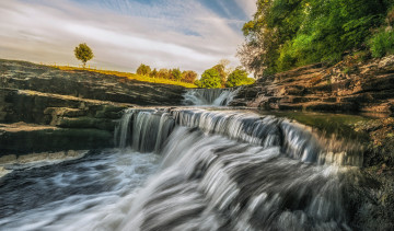 Картинка природа водопады водопад река лес