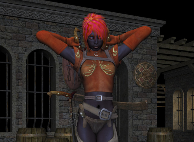 Обои картинки фото 3д графика, фантазия , fantasy, фон, взгляд, девушка