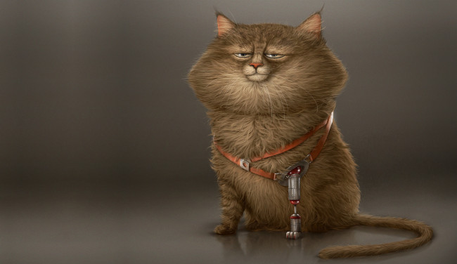 Обои картинки фото рисованное, животные,  коты, кот, характер, настроение, лапа, минимализм, кошак, арт, протез, alexandre, blain