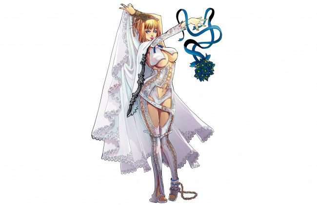 Обои картинки фото рисованное, комиксы, фон, девушка, взгляд