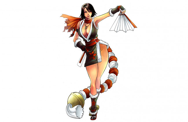 Обои картинки фото рисованное, комиксы, веер, взгляд, фон, девушка