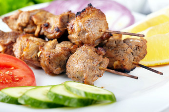 Картинка еда шашлык +барбекю мясо помидоры томаты
