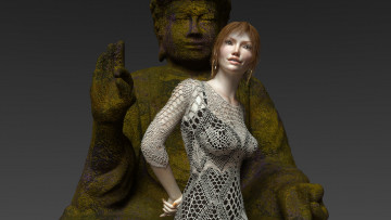 обоя 3д графика, люди , people, девушка, взгляд, фон