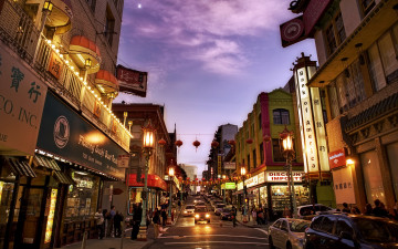 Картинка города сан-франциско+ сша вечер огни улица