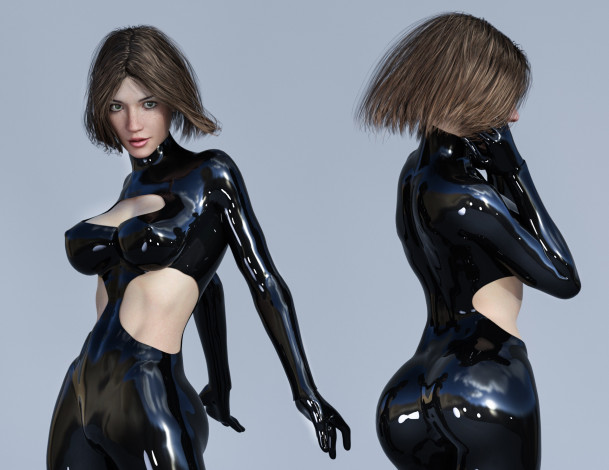 Обои картинки фото 3д графика, люди , people, взгляд, фон, девушка