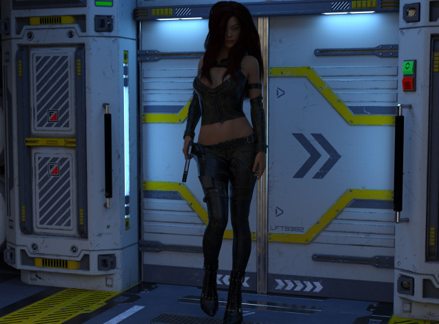 Обои картинки фото 3д графика, фантазия , fantasy, девушка, взгляд, фон