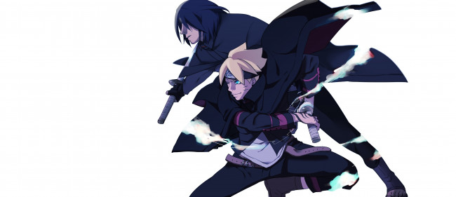 Обои картинки фото аниме, naruto, саске, боруто, учиха, мечи