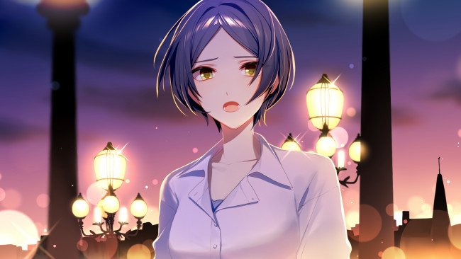 Обои картинки фото аниме, idolm@ster, фон, взгляд, девушка