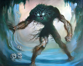 Картинка фэнтези существа существо фон взгляд череп