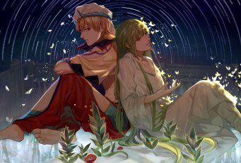 Картинка аниме gilgamesh парни бабочки цветы