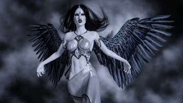 Картинка 3д+графика существа+ creatures девушка фон взгляд крылья