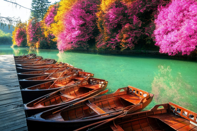 Обои картинки фото корабли, лодки,  шлюпки, заводь, мостки