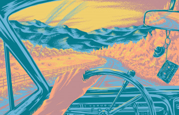 Картинка векторная+графика другое+ other машина руль рука дорога природа