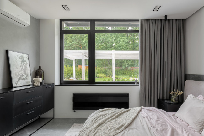 Обои картинки фото интерьер, спальня, окно, кровать, картина