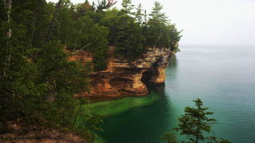 Картинка picture+rocks michigan природа побережье picture rocks
