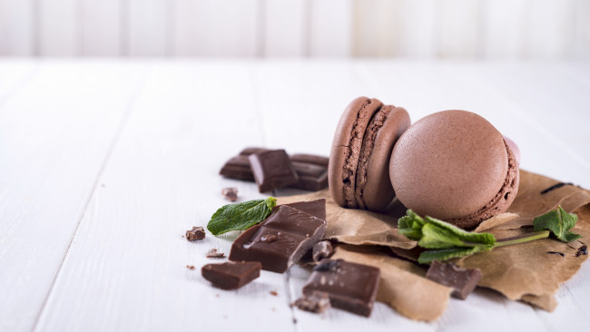 Обои картинки фото еда, макаруны, лакомство, печенье, шоколад