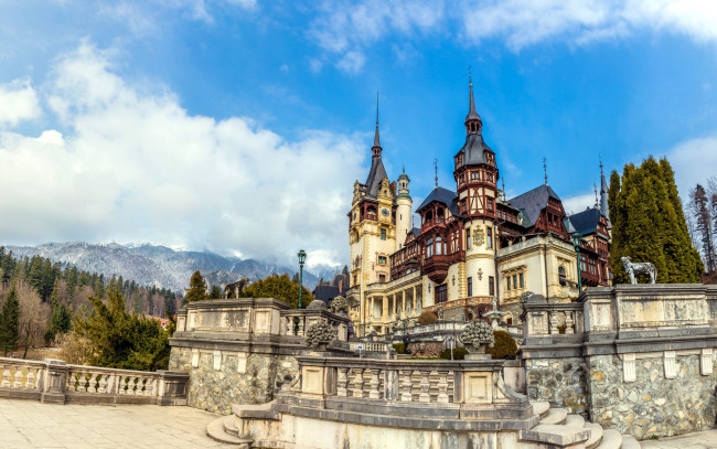 Обои картинки фото peles castle, prahova county, romania, города, замок пелеш , румыния, peles, castle, prahova, county