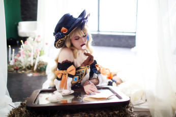 Картинка девушки -+креатив +косплей образ косплей шляпа наряд еда