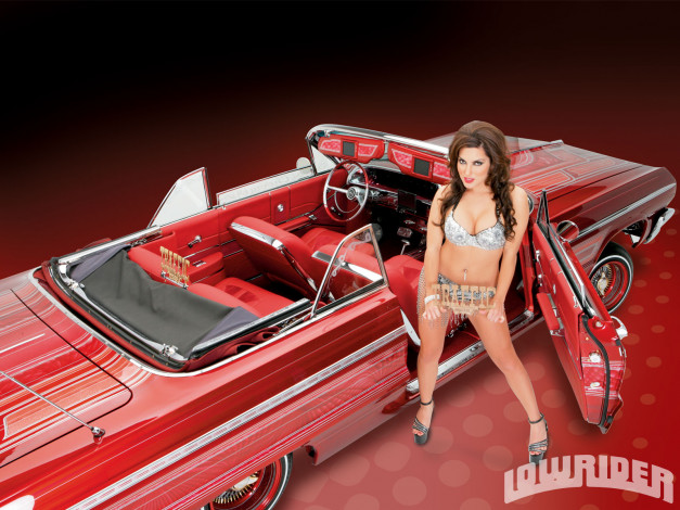 Обои картинки фото 1964, chevrolet, impala, ss, автомобили, авто, девушками