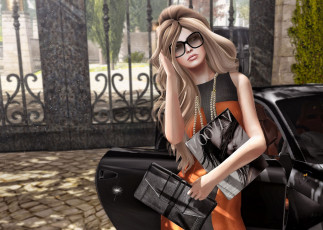 Картинка 3д графика people люди блондинка модница