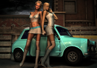 Картинка автомобили 3д девушки автомобиль