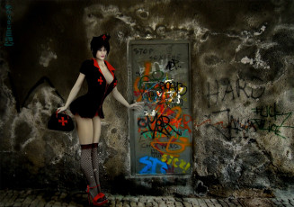 Картинка 3д графика people люди девушка граффити