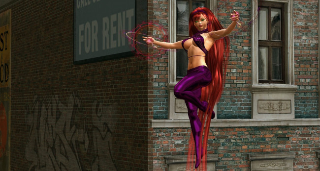 Обои картинки фото 3д, графика, fantasy, фантазия, девушка, дом