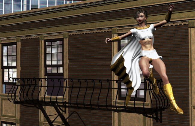 Обои картинки фото 3д, графика, fantasy, фантазия, девушка, дом, полет