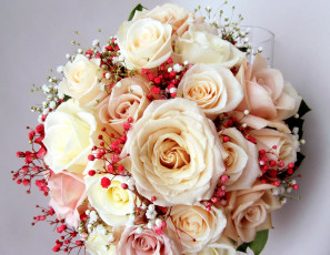 Картинка цветы букеты +композиции розы букет кремовые