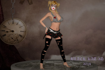 Картинка 3д+графика people+ люди девушка взгляд маска часы