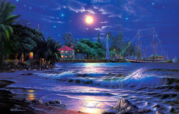 Картинка рисованные -+другое море маяк парумник