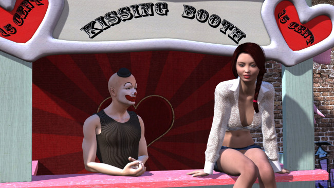 Обои картинки фото 3д графика, people , люди, девушка, клоун