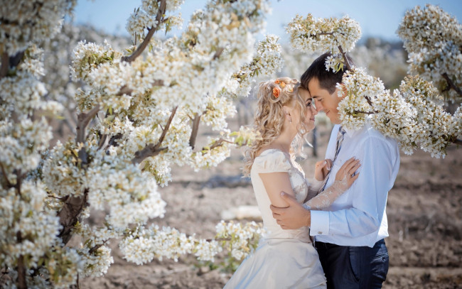 Обои картинки фото разное, мужчина женщина, весна, свадьба, сирень, пара, парень, девушка, невеста, жених