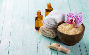 Картинка разное косметические+средства +духи wellness still life полотенце масло соль спа flowers salt relax spa доски