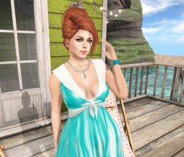 Картинка 3д+графика люди+ people фон взгляд девушка рыжая