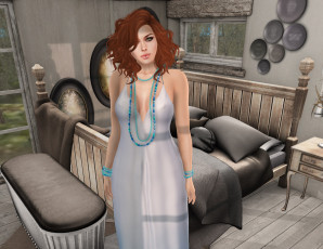 Картинка 3д+графика люди+ people рыжая фон взгляд девушка