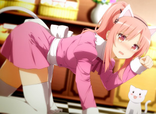 Картинка sansha+sanyou аниме девушка взгляд фон