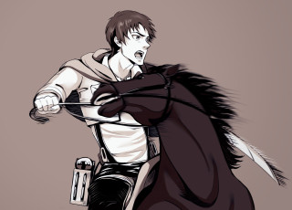 Картинка аниме shingeki+no+kyojin лошадь эрен