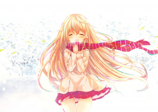 Картинка аниме unknown +другое шарф девочка