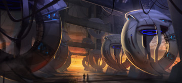 Картинка фэнтези роботы +киборги +механизмы будущее мир иной люди сооружения